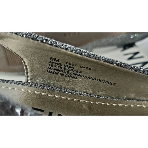 Anne Klein Women's Size 6 Metallic Silver Helissa Embellished Slingback Sandals - Picture 6 of 10